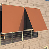 Drop arm awnings